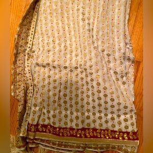 A silk saree with a beautiful gota border